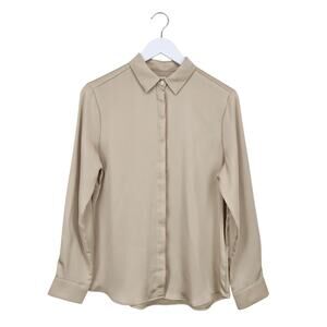 NWT J.Crew Factory Drapey Satin Button Up Shirt Classic Champagne Size Small